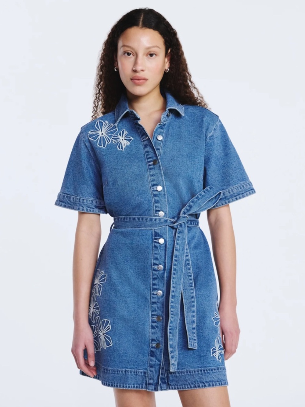 BNWT Free Assembly Embroidered Denim Shirtdress with Belt